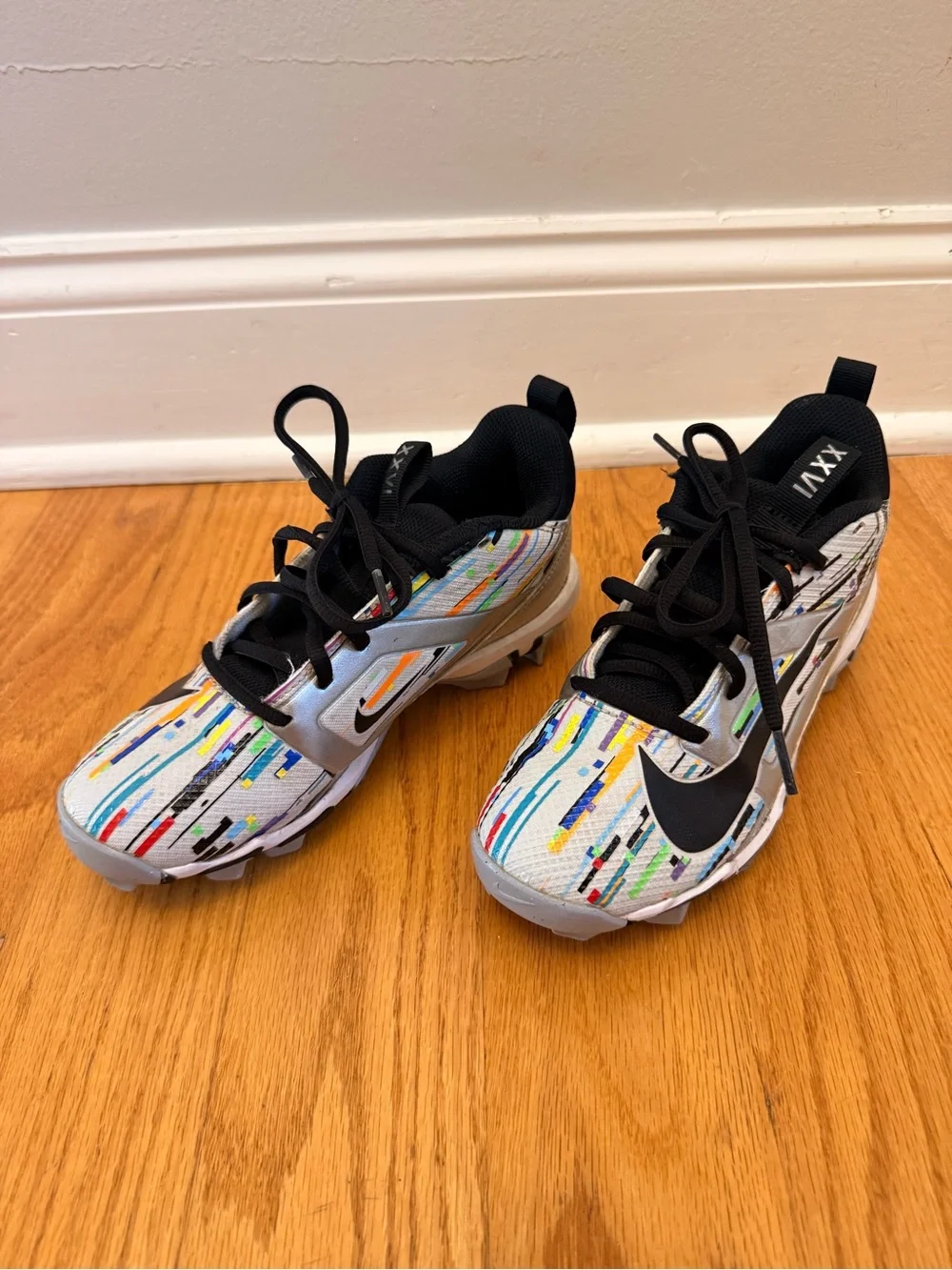 Kids Multicolor Football Cleats with Black Accents